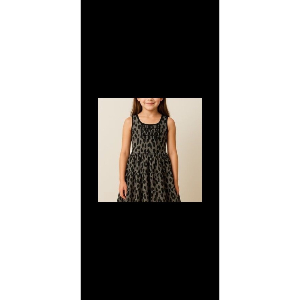 Harajuku Mini Girls Black and Gray Leopard Print Dress Sz 10-12 NWT